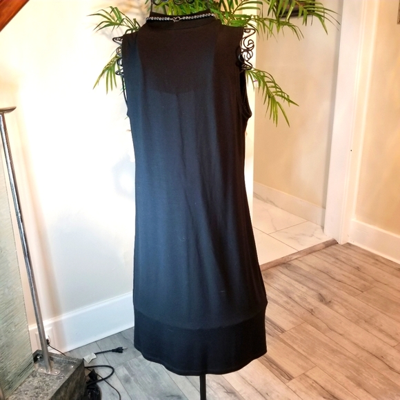 Eileen Fisher Funnel Neck Sleeveless Black Jersey Midi Dress Sz: XXS. - Picture 2 of 7